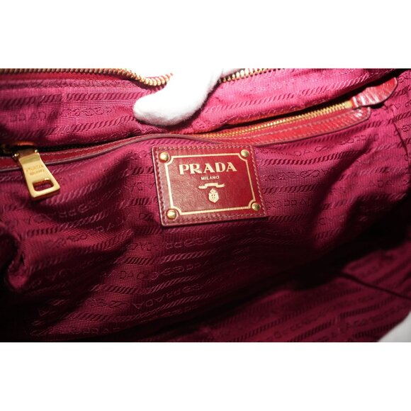 Prada Leather Calfskin Bauletto Handbag Shoulder Bag - Picture 7 of 9